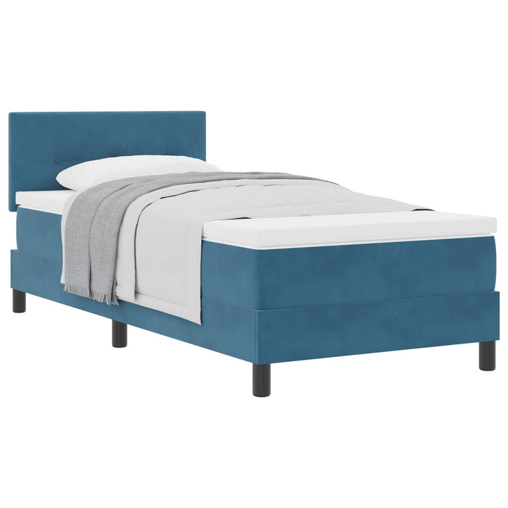 Box spring seng med madras Mørk blå 100 x 200 cm Fløjl