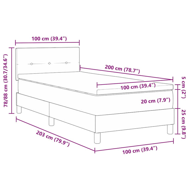 Box spring seng med madras Mørk blå 100 x 200 cm Fløjl