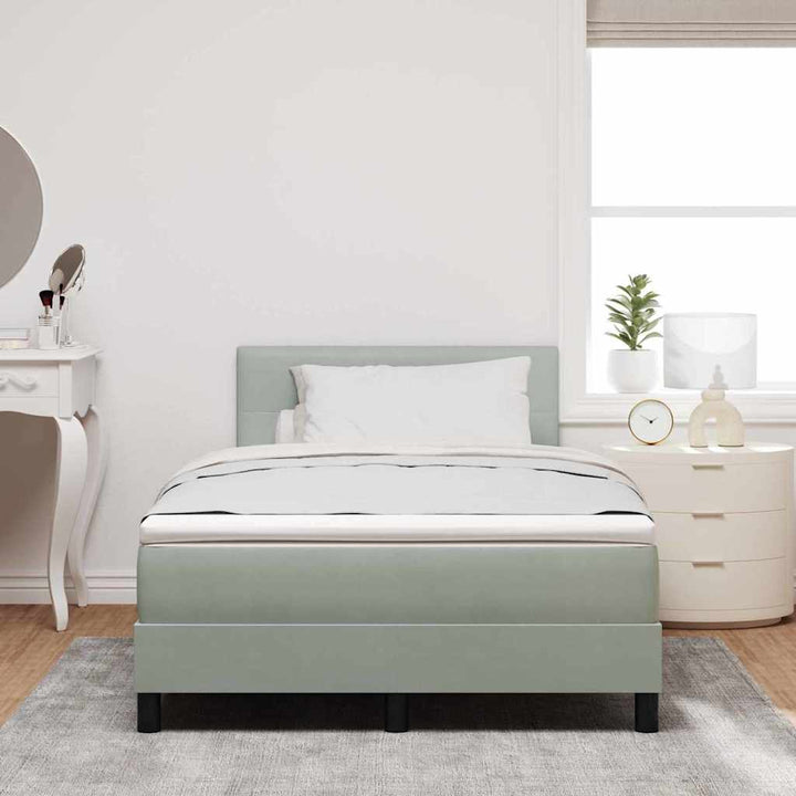 Box spring seng med madras Lysegrå 120 x 190 cm Fløjl