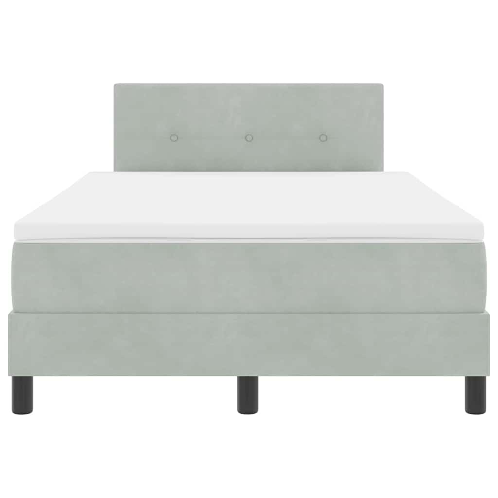 Box spring seng med madras Lysegrå 120 x 190 cm Fløjl