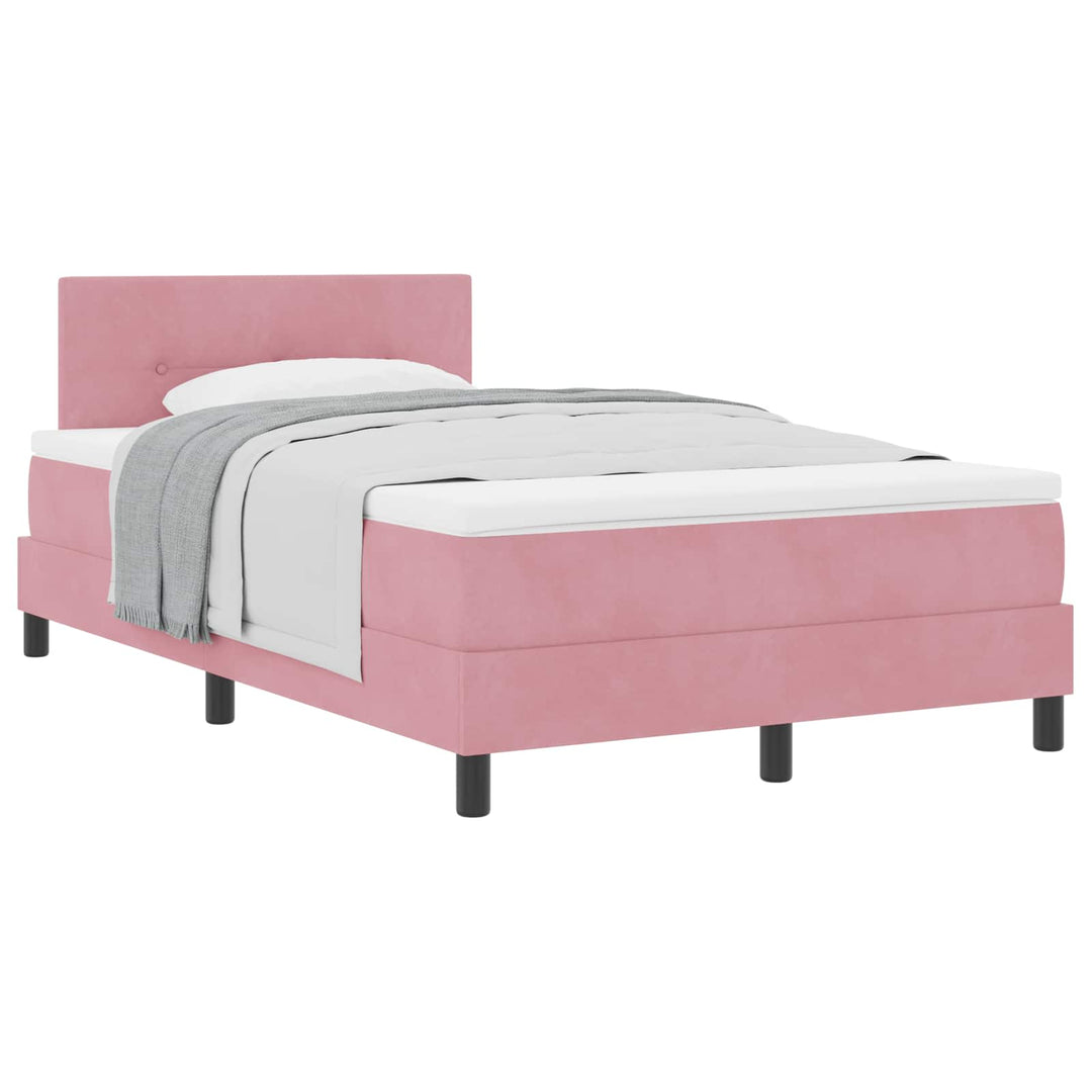 Box spring seng med hovedgærde Lyserød 120 x 190 cm Fløjl