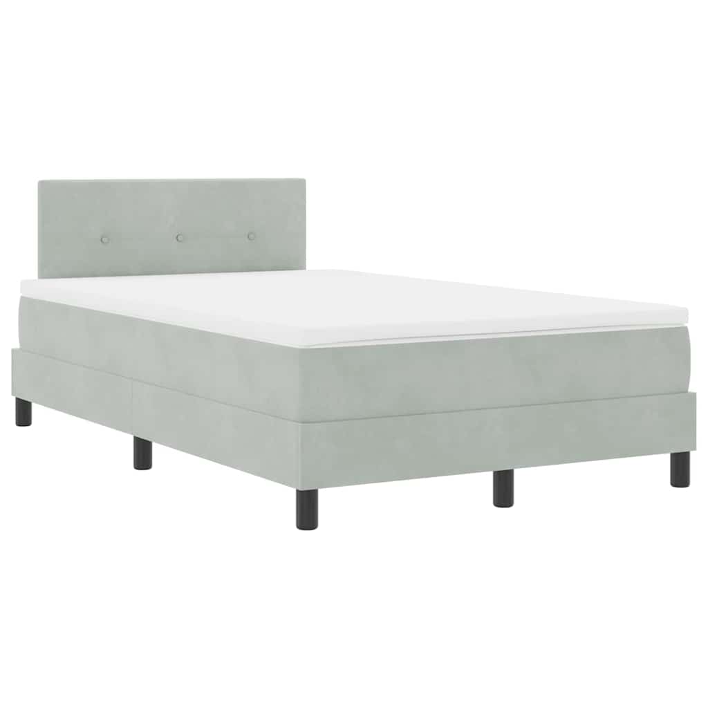 Box spring seng med madras Lysegrå 120 x 200 cm Fløjl