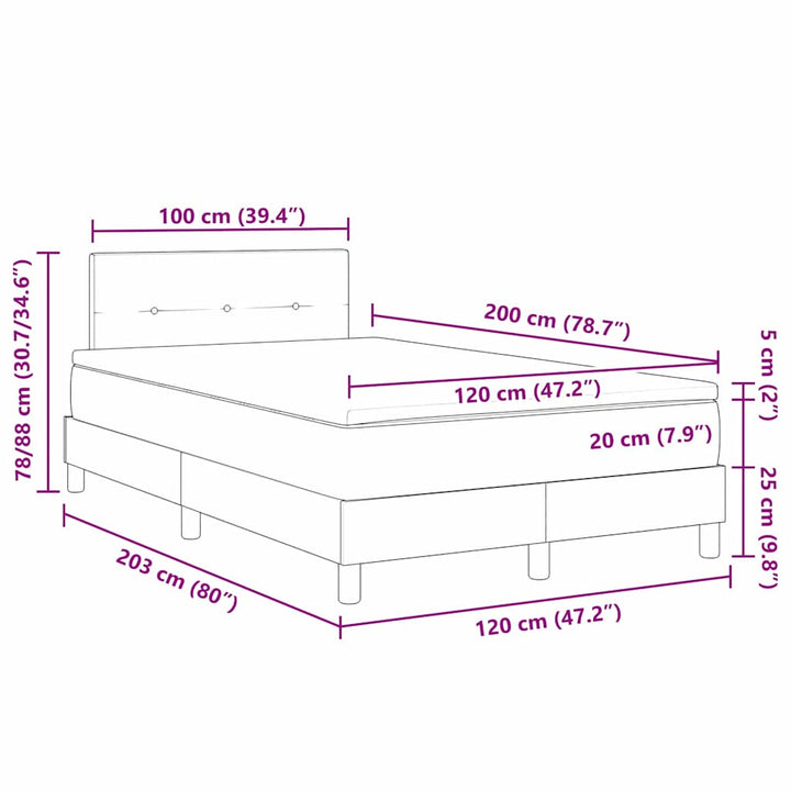 Box spring seng med hovedgærde Mørk blå 120 x 200 cm Fløjl