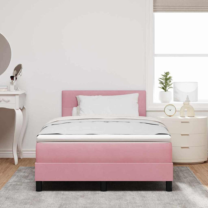 Box spring seng med hovedgærde Lyserød 120 x 200 cm Fløjl