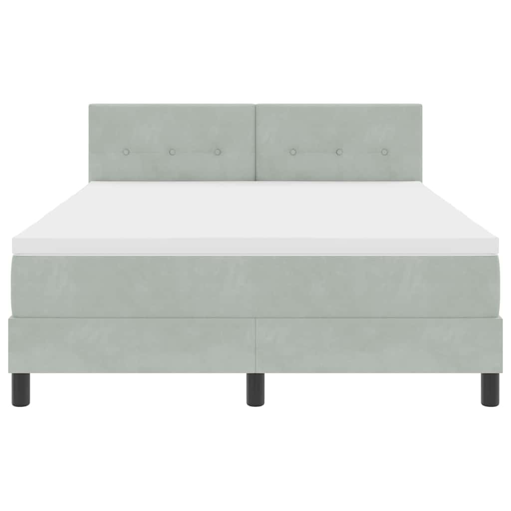 Box spring seng med madras Lysegrå 140 x 190 cm Fløjl