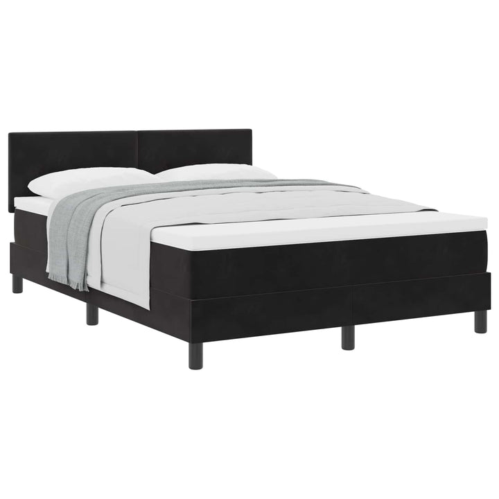 Box spring seng med madras Sort 140 x 190 cm Fløjl