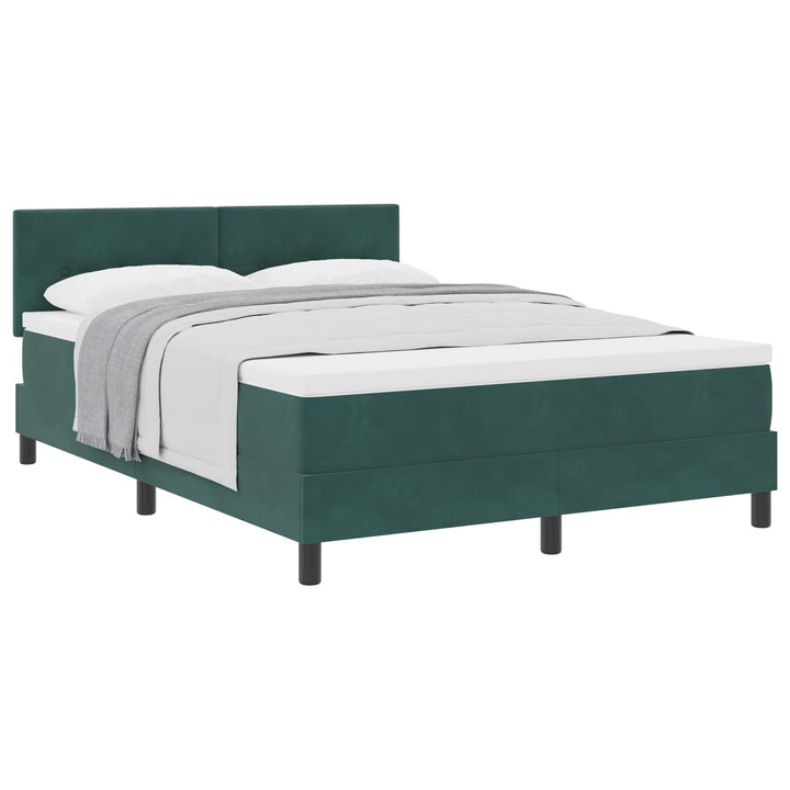 Box spring seng med madras Mørkegrøn 140 x 190 cm Fløjl