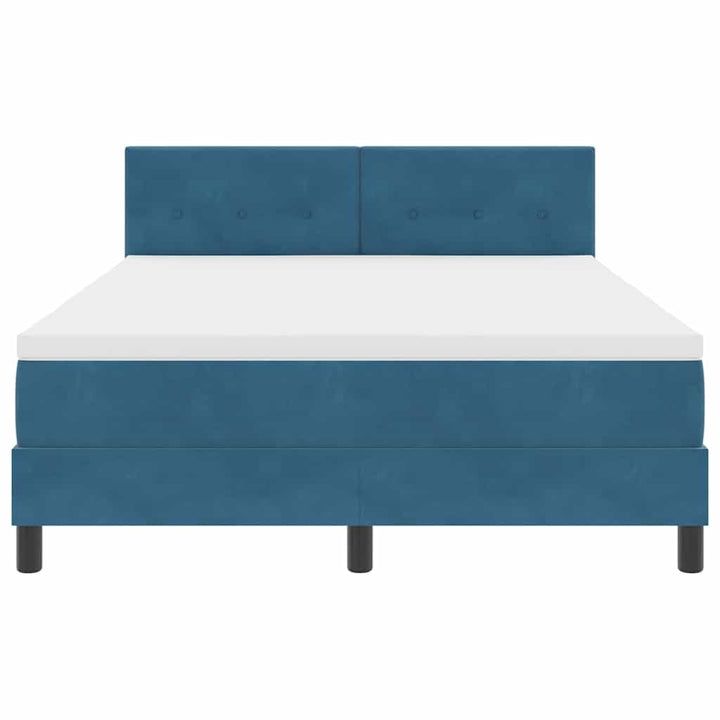 Box spring seng med madras Mørk blå 140 x 190 cm Fløjl
