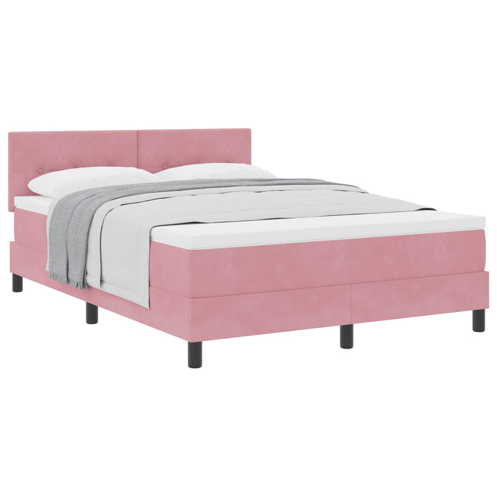Box spring seng med madras Lyserød 140 x 190 cm Fløjl