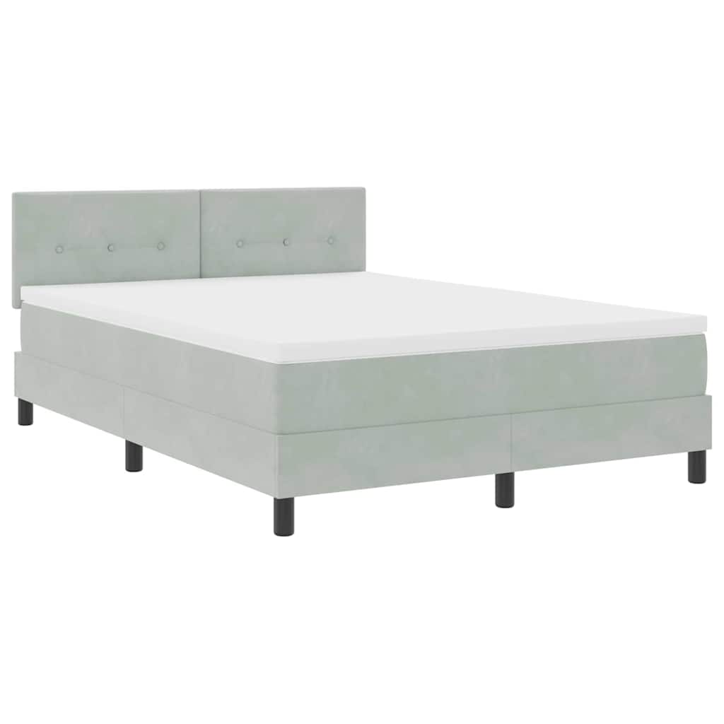 Box spring seng med madras Lysegrå 140 x 200 cm Fløjl