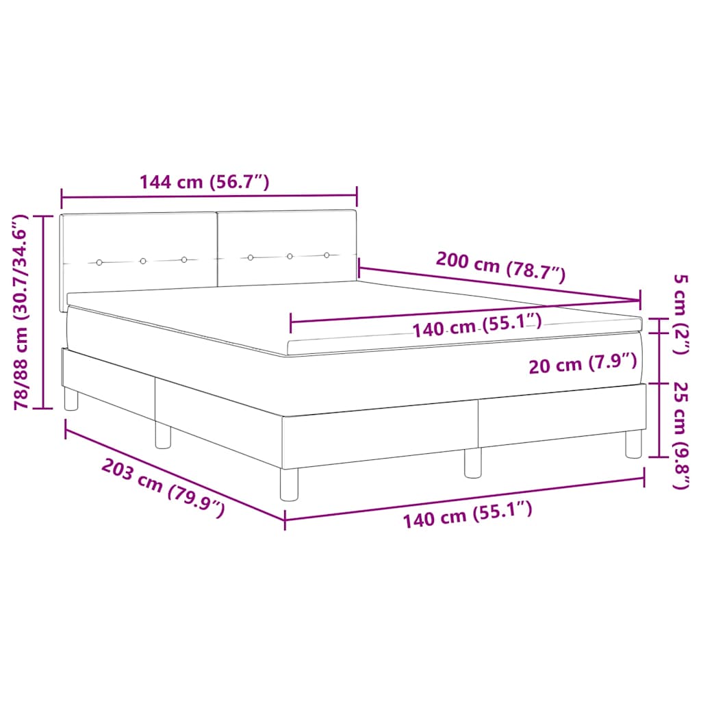 Box spring seng med madras Mørk blå 140 x 200 cm Fløjl