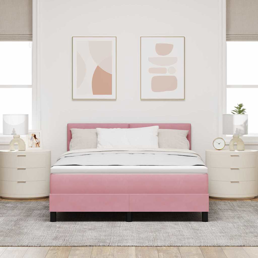 Box spring seng med madras Lyserød 140 x 200 cm Fløjl