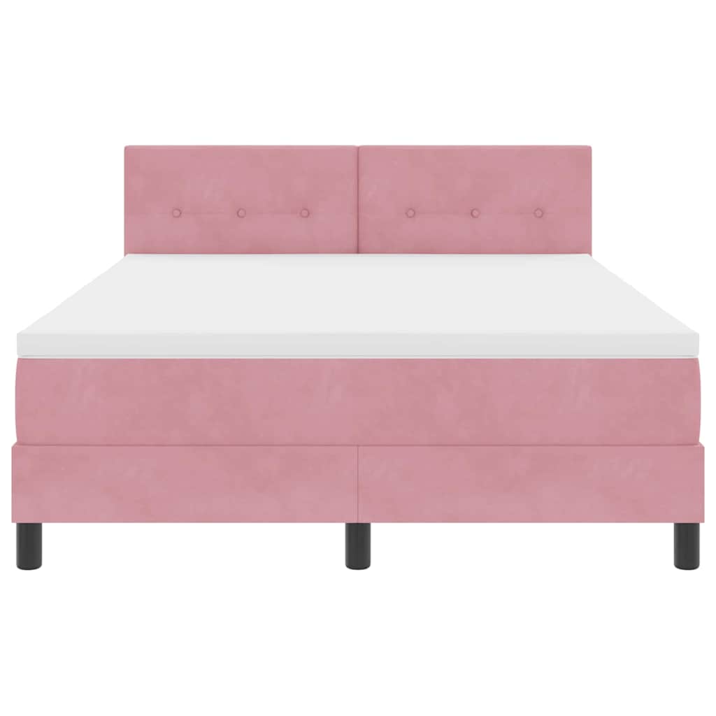 Box spring seng med madras Lyserød 140 x 200 cm Fløjl