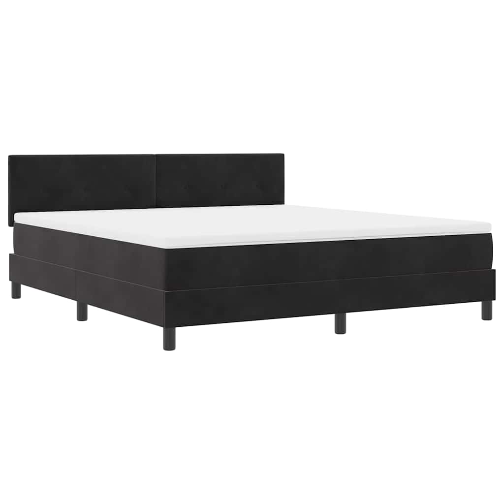 Box spring seng med madras Sort 180 x 200 cm Fløjl