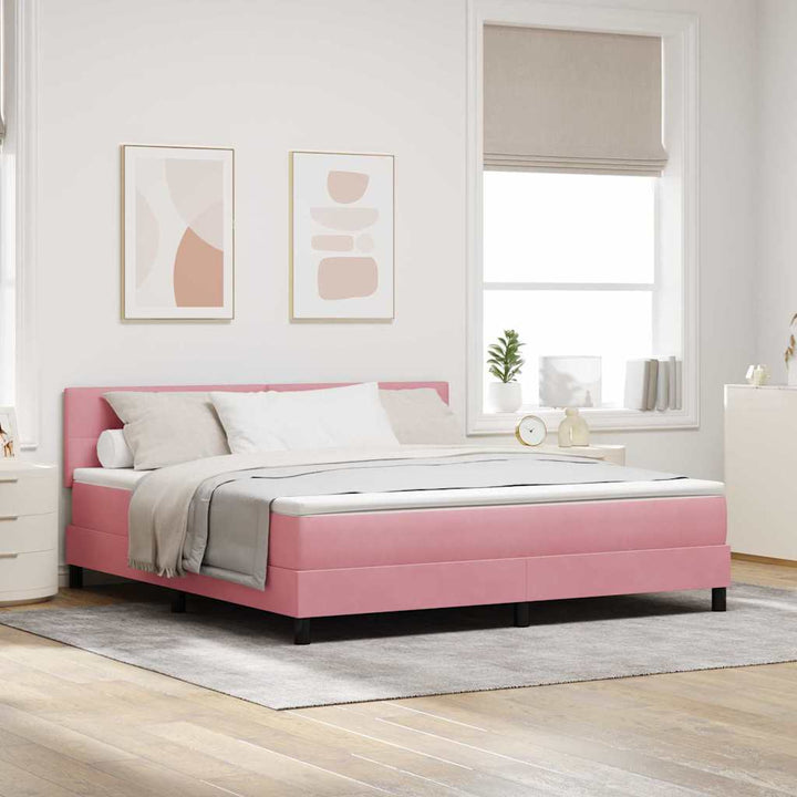 Box spring seng med madras Lyserød 180 x 200 cm Fløjl