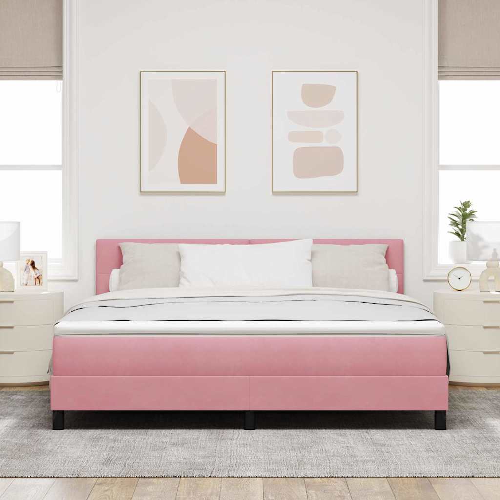 Box spring seng med madras Lyserød 180 x 200 cm Fløjl