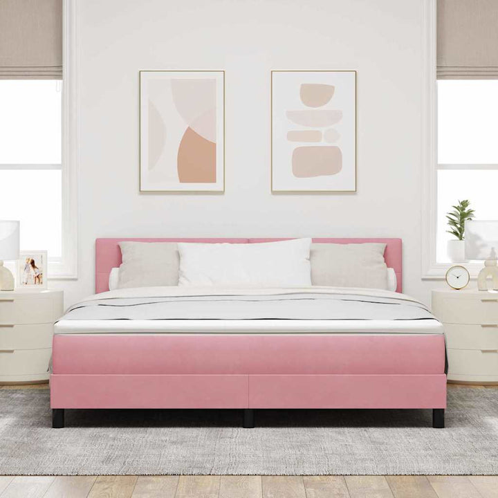 Box spring seng med madras Lyserød 180 x 200 cm Fløjl