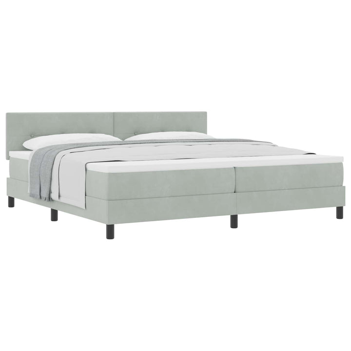 Box spring seng med madras Lysegrå 200 x 200 cm Fløjl
