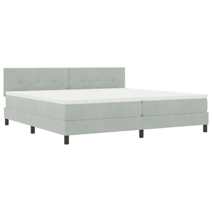 Box spring seng med madras Lysegrå 200 x 200 cm Fløjl