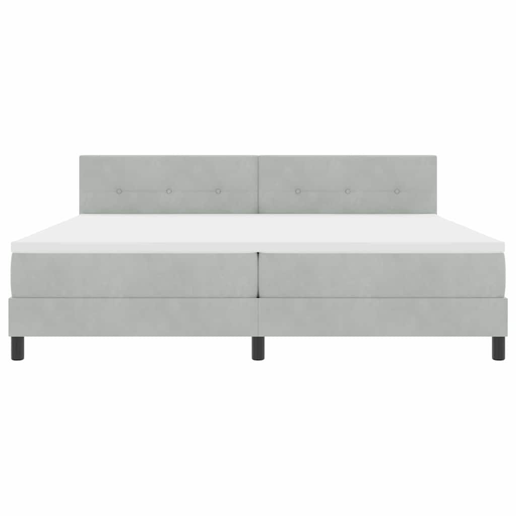 Box spring seng med madras Lysegrå 200 x 200 cm Fløjl
