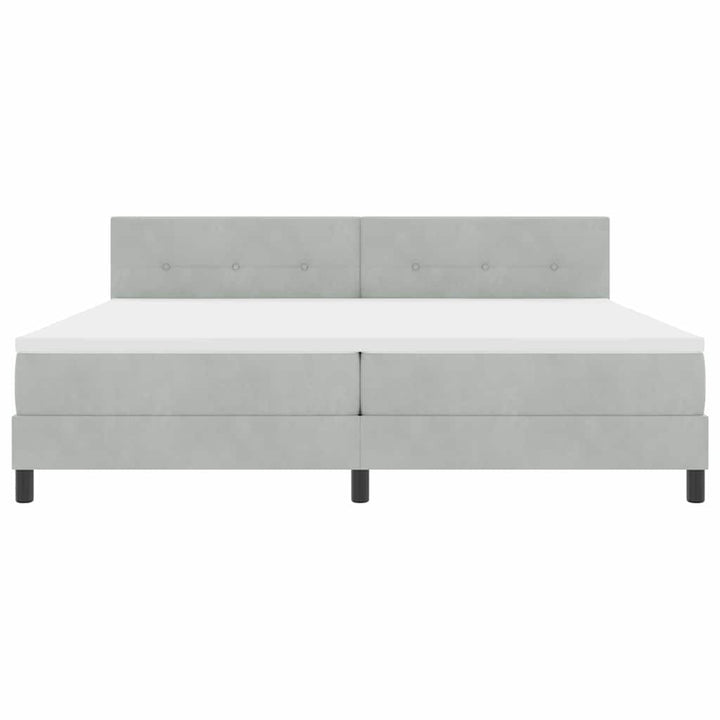 Box spring seng med madras Lysegrå 200 x 200 cm Fløjl