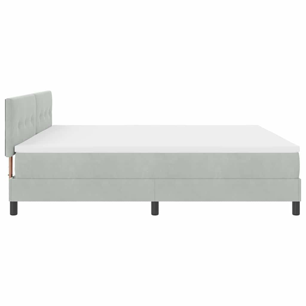 Box spring seng med madras Lysegrå 200 x 200 cm Fløjl
