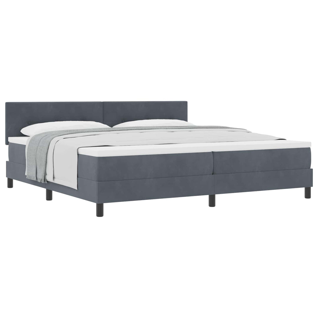 Box spring seng med madras Mørkegrå 200 x 200 cm Fløjl