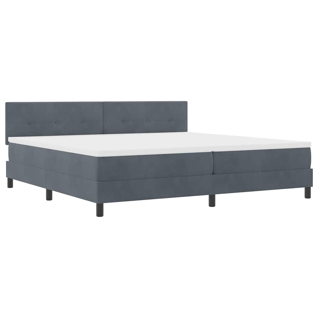 Box spring seng med madras Mørkegrå 200 x 200 cm Fløjl