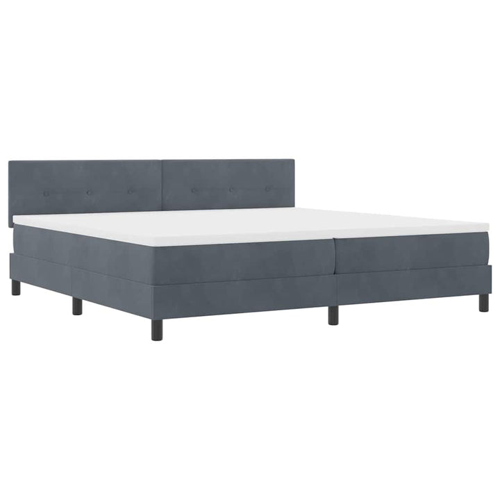 Box spring seng med madras Mørkegrå 200 x 200 cm Fløjl