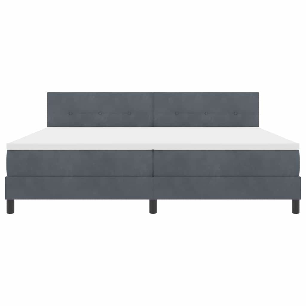 Box spring seng med madras Mørkegrå 200 x 200 cm Fløjl