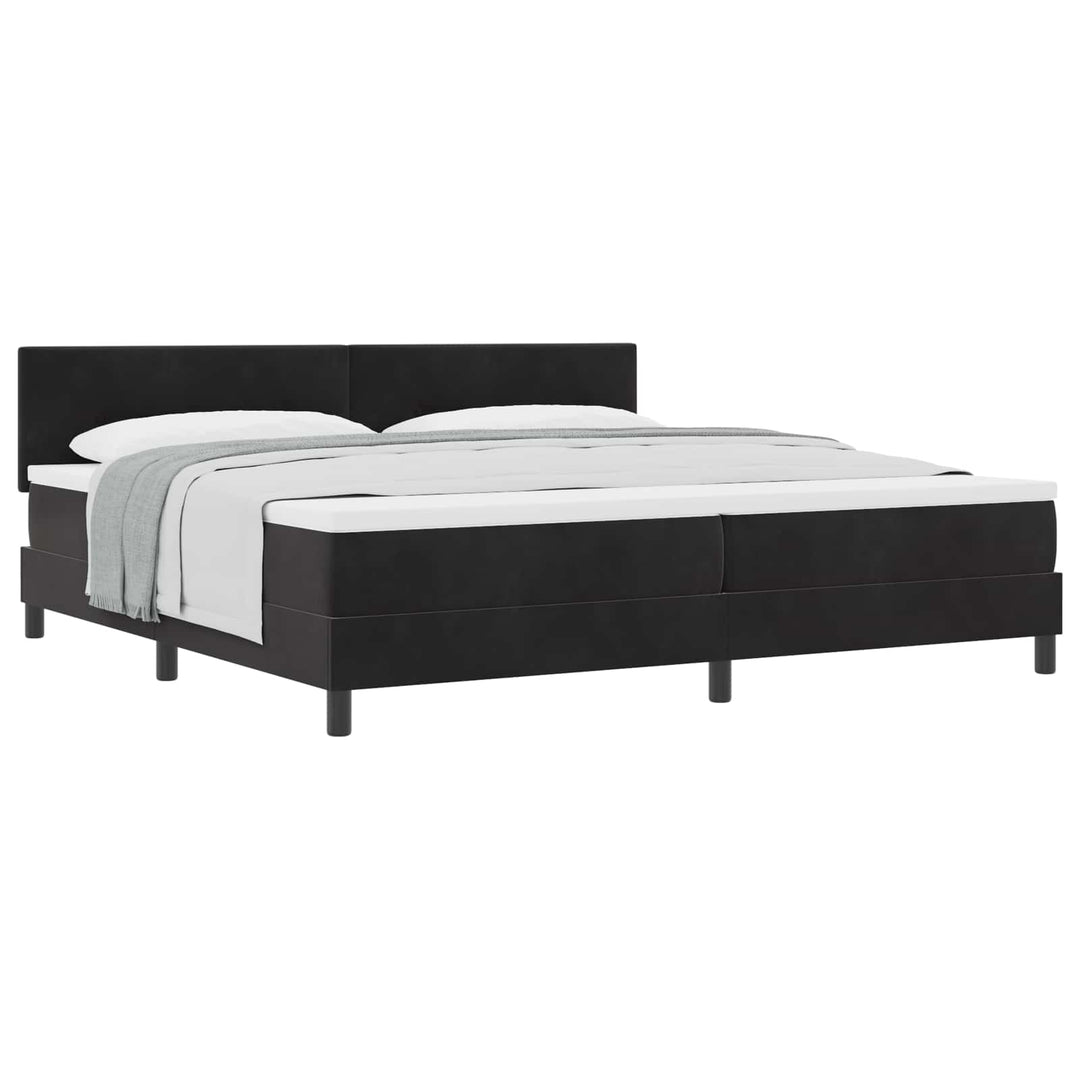 Box spring seng med madras Sort 200 x 200 cm Fløjl