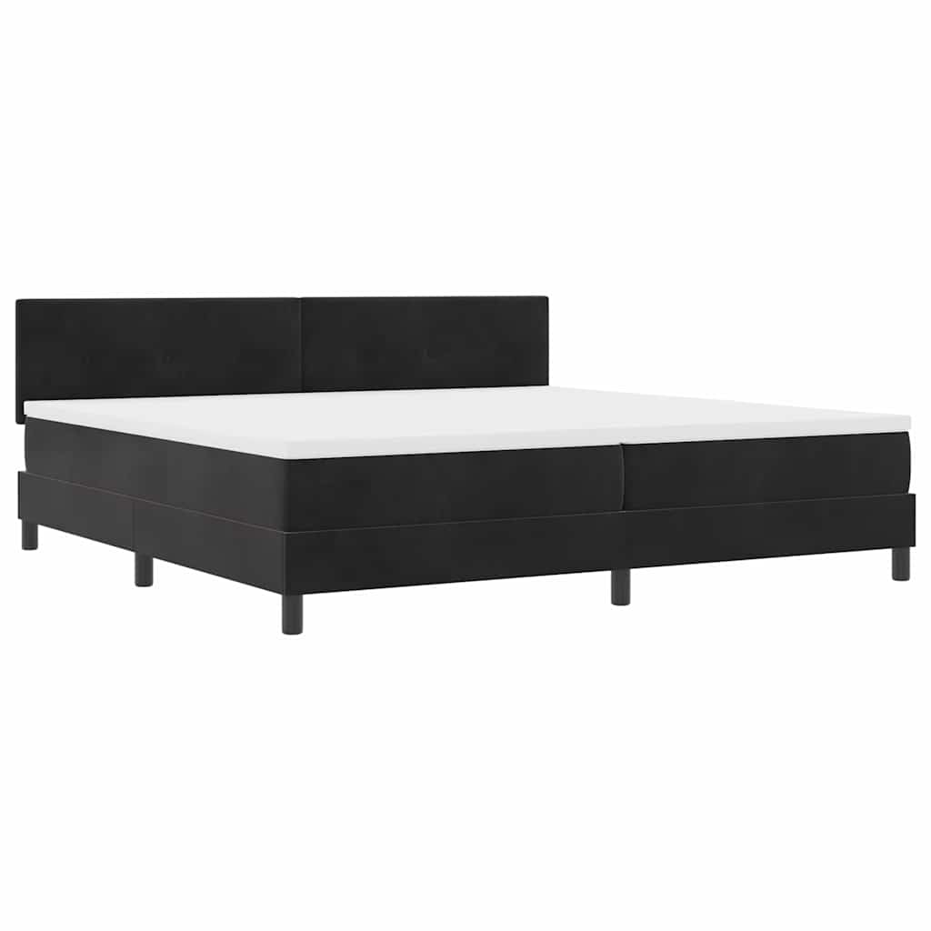 Box spring seng med madras Sort 200 x 200 cm Fløjl