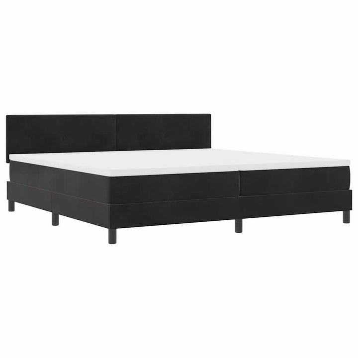 Box spring seng med madras Sort 200 x 200 cm Fløjl