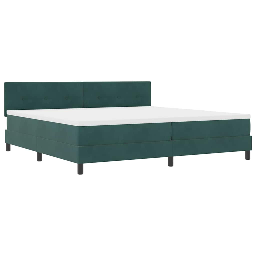 Box spring seng med madras Mørkegrøn 200 x 200 cm Fløjl