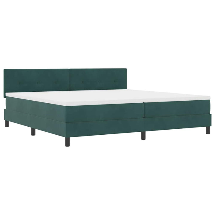 Box spring seng med madras Mørkegrøn 200 x 200 cm Fløjl