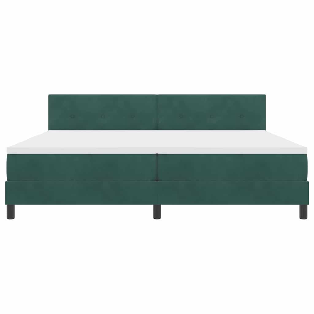 Box spring seng med madras Mørkegrøn 200 x 200 cm Fløjl