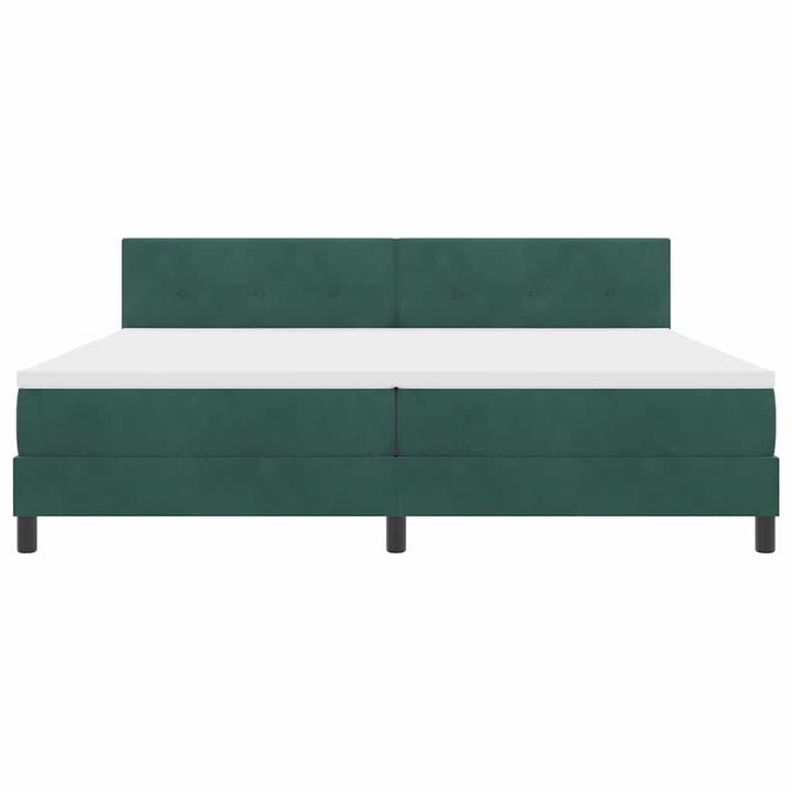 Box spring seng med madras Mørkegrøn 200 x 200 cm Fløjl