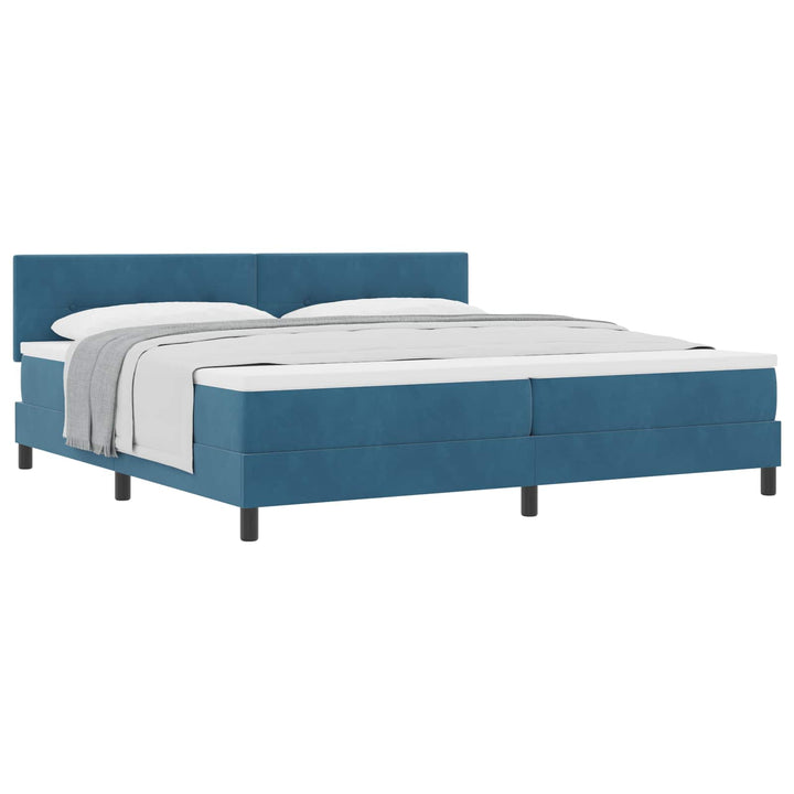 Box spring seng med madras Mørk blå 200 x 200 cm Fløjl