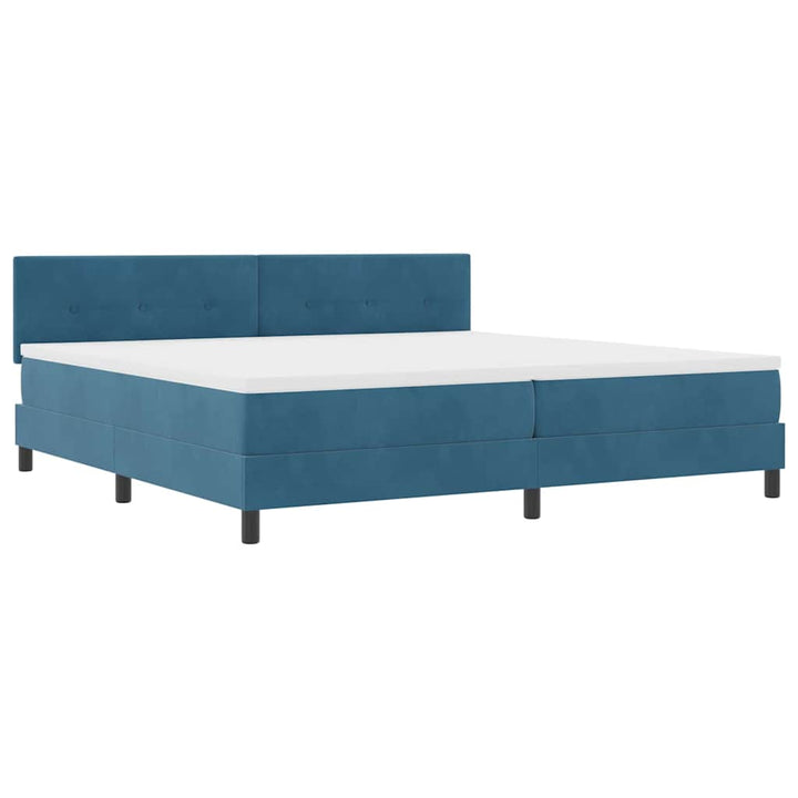 Box spring seng med madras Mørk blå 200 x 200 cm Fløjl