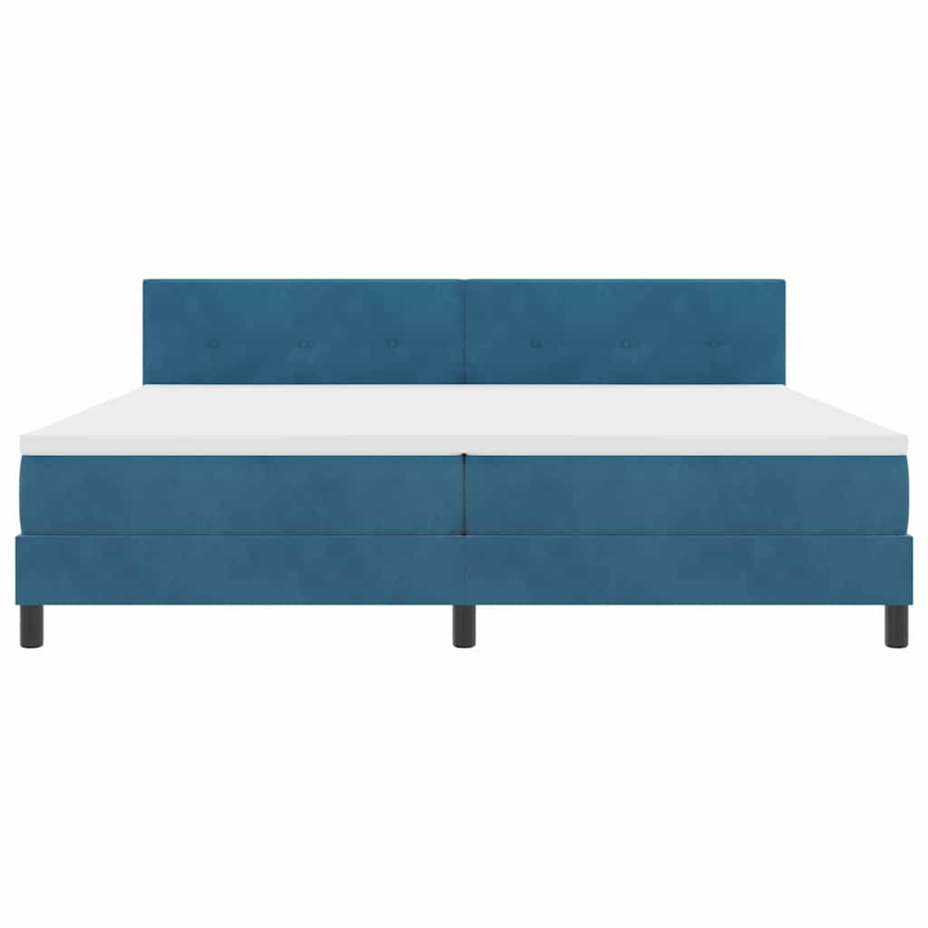 Box spring seng med madras Mørk blå 200 x 200 cm Fløjl