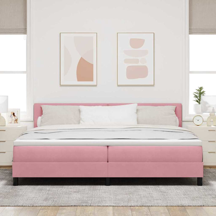 Box spring seng med madras Lyserød 200 x 200 cm Fløjl