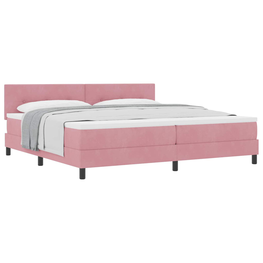 Box spring seng med madras Lyserød 200 x 200 cm Fløjl