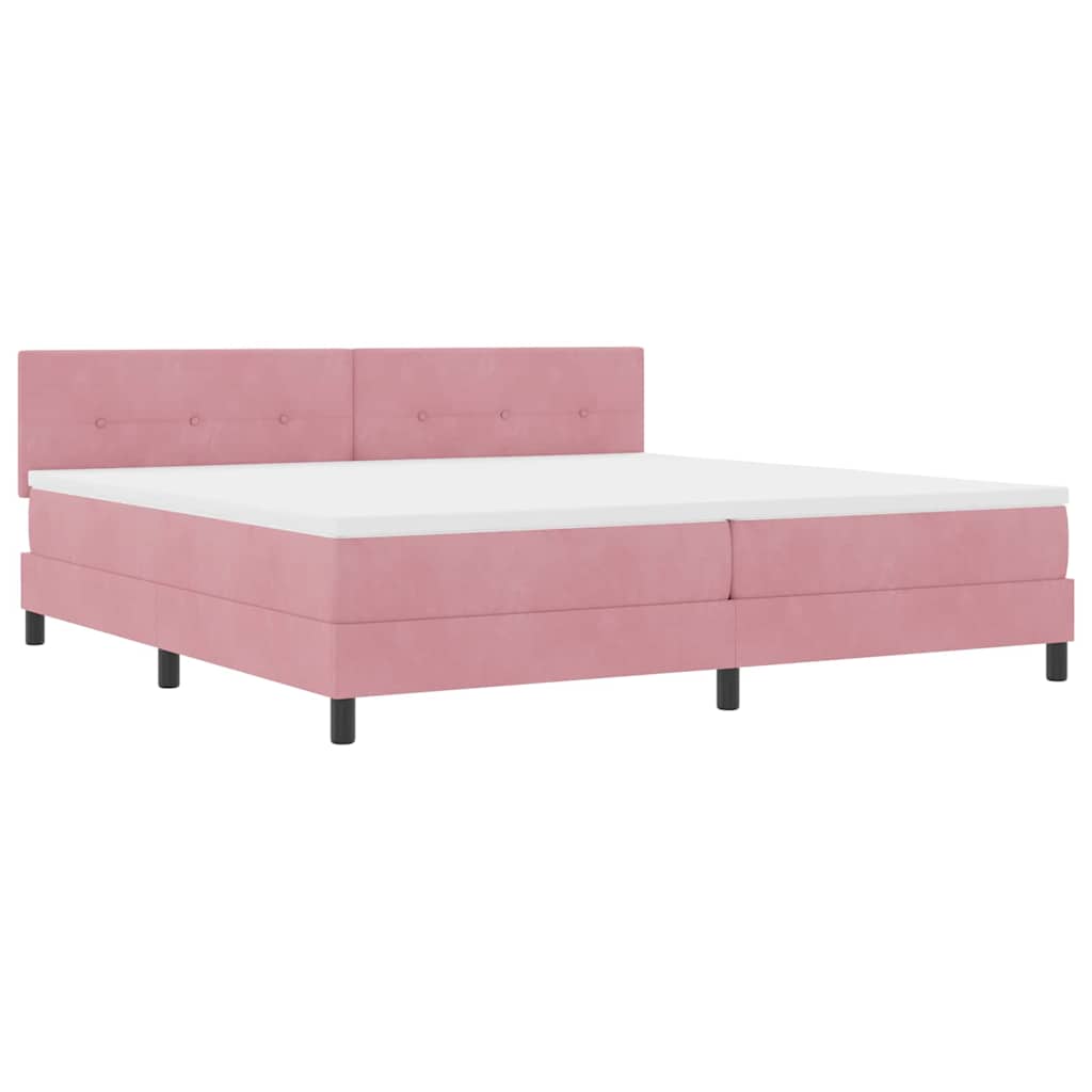 Box spring seng med madras Lyserød 200 x 200 cm Fløjl