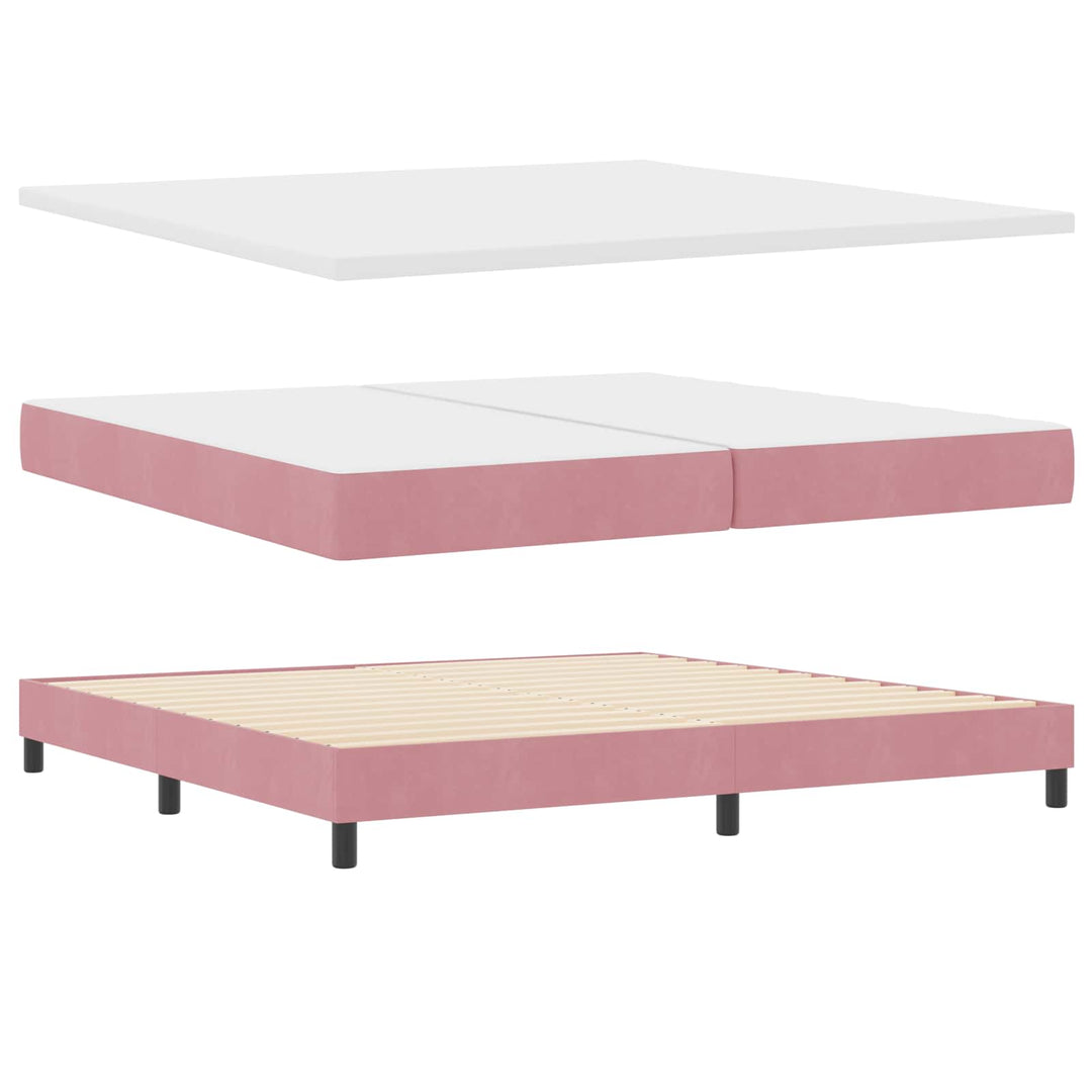 Box spring seng med madras Lyserød 200 x 200 cm Fløjl