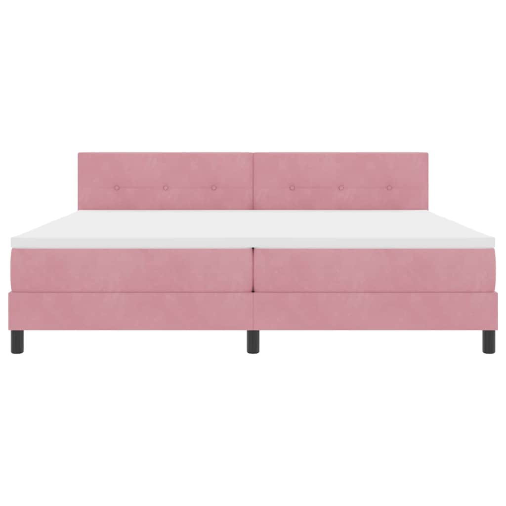 Box spring seng med madras Lyserød 200 x 200 cm Fløjl