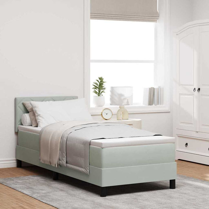 Box spring seng med madras Lysegrå 80 x 200 cm Fløjl
