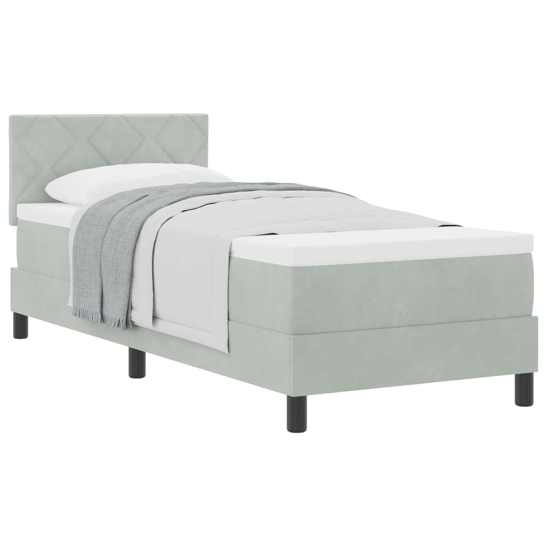 Box spring seng med madras Lysegrå 80 x 200 cm Fløjl