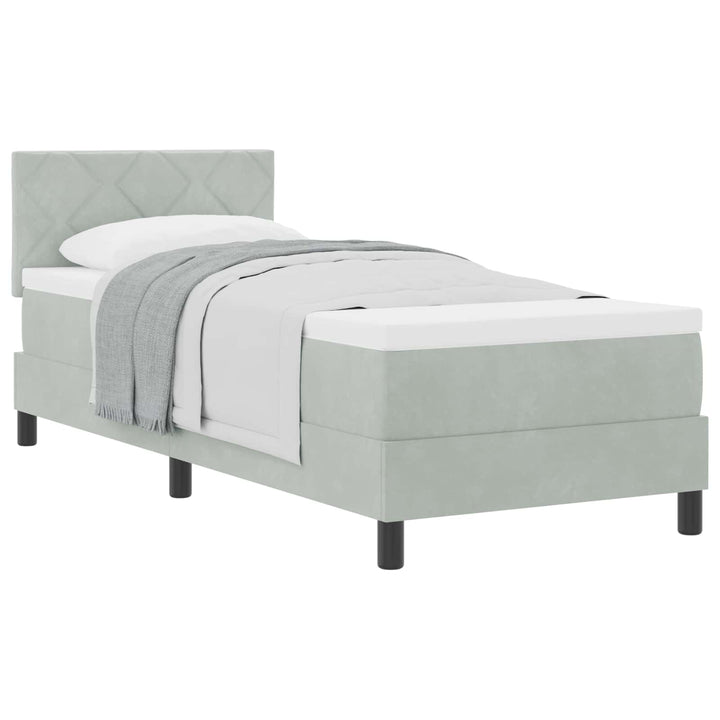 Box spring seng med madras Lysegrå 80 x 200 cm Fløjl