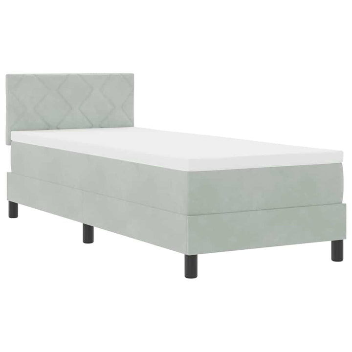 Box spring seng med madras Lysegrå 80 x 200 cm Fløjl