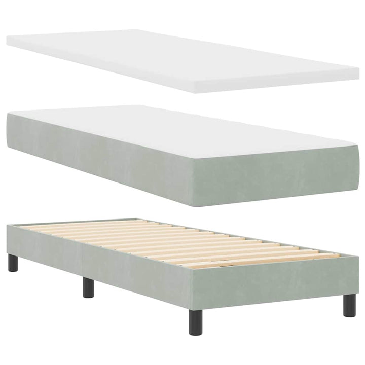 Box spring seng med madras Lysegrå 80 x 200 cm Fløjl